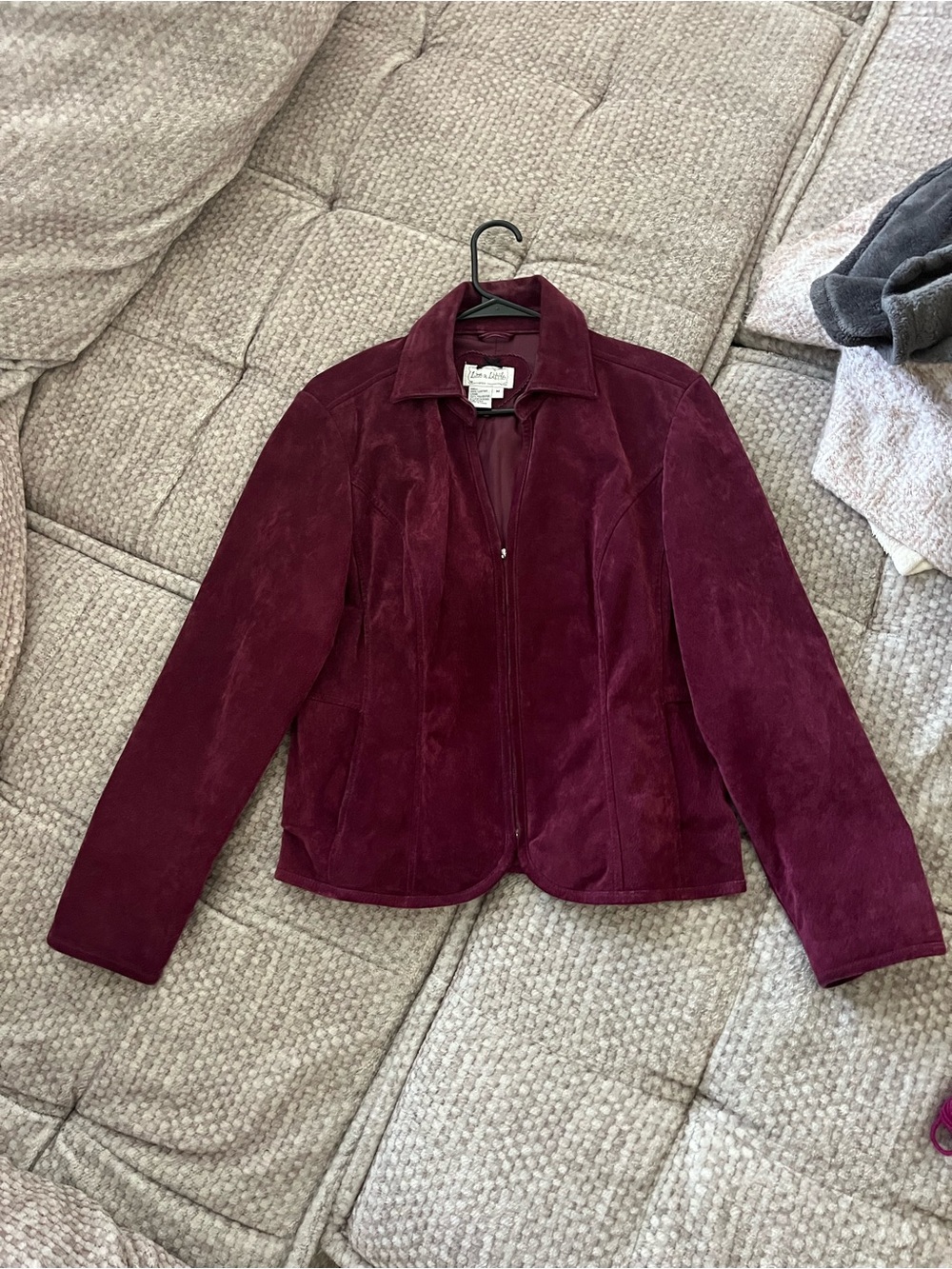 Real leather Burgundy Zip-Front Jacket